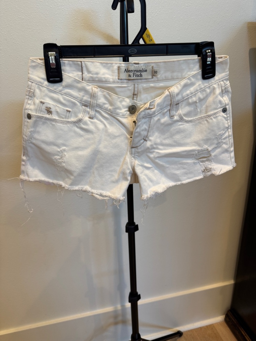 Abercrombie & Fitch White Distressed Denim Jean Shorts